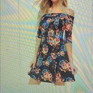 Floral Off-shoulder Fit and Flare Dress